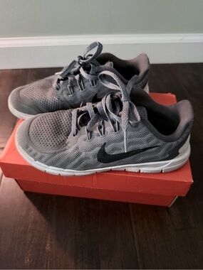 Nike Gray and Black Kids' Mesh Sneakers